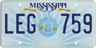 MS license plate LEG759