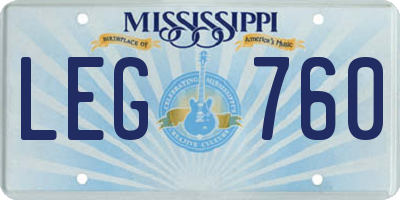 MS license plate LEG760