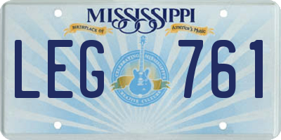 MS license plate LEG761