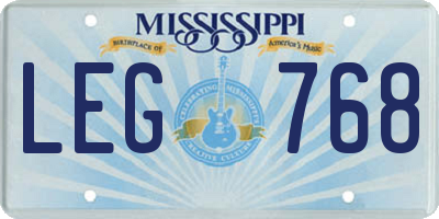 MS license plate LEG768