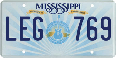 MS license plate LEG769
