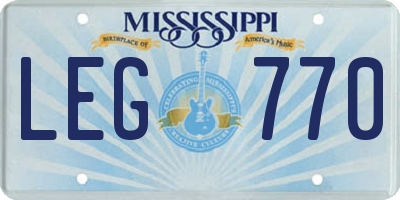 MS license plate LEG770