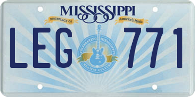 MS license plate LEG771