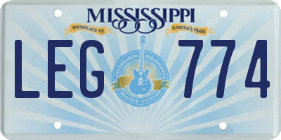MS license plate LEG774