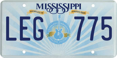 MS license plate LEG775