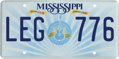 MS license plate LEG776