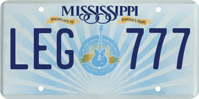 MS license plate LEG777