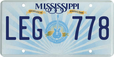 MS license plate LEG778
