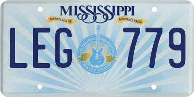 MS license plate LEG779