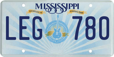MS license plate LEG780