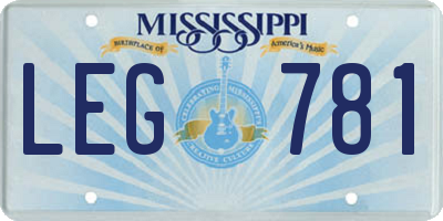 MS license plate LEG781