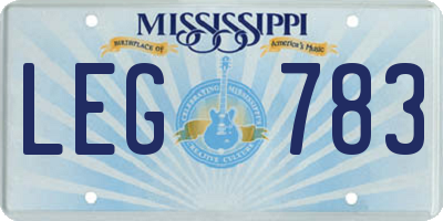 MS license plate LEG783
