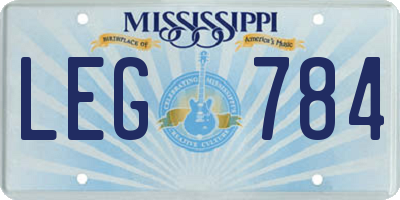 MS license plate LEG784