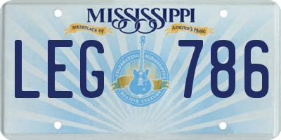 MS license plate LEG786