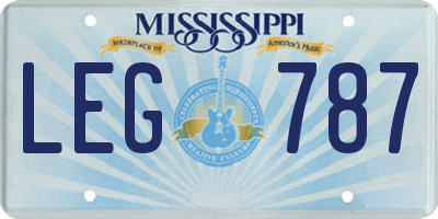 MS license plate LEG787
