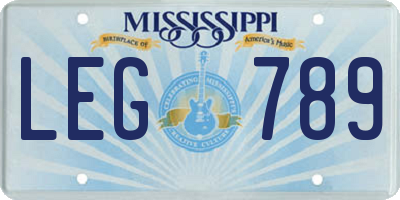 MS license plate LEG789