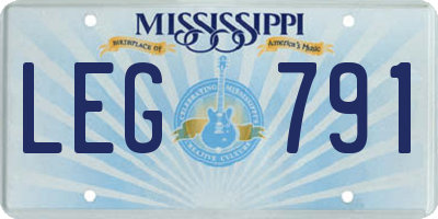 MS license plate LEG791