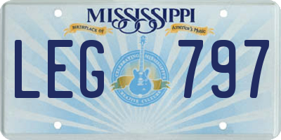 MS license plate LEG797