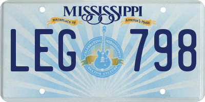 MS license plate LEG798