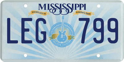MS license plate LEG799