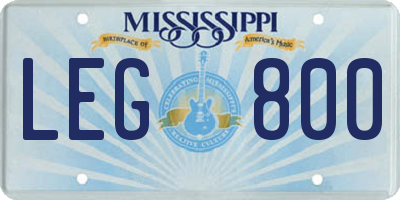 MS license plate LEG800