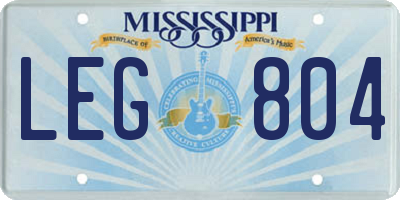 MS license plate LEG804
