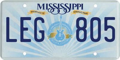 MS license plate LEG805