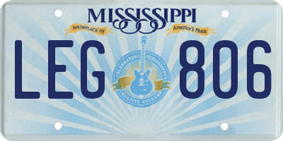 MS license plate LEG806