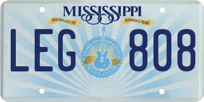MS license plate LEG808