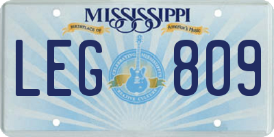 MS license plate LEG809