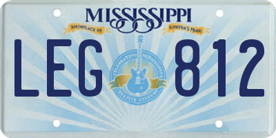 MS license plate LEG812