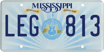 MS license plate LEG813