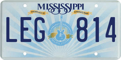 MS license plate LEG814