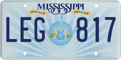 MS license plate LEG817