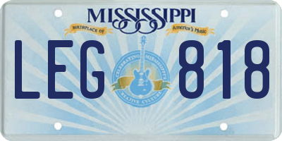 MS license plate LEG818