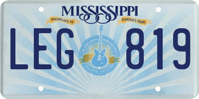 MS license plate LEG819