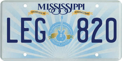 MS license plate LEG820