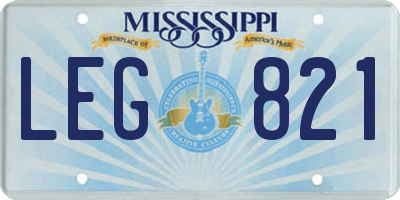 MS license plate LEG821