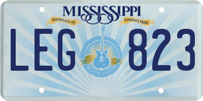 MS license plate LEG823