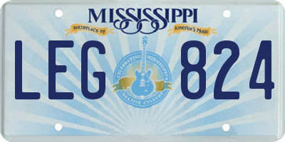 MS license plate LEG824