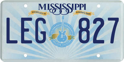 MS license plate LEG827