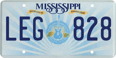 MS license plate LEG828