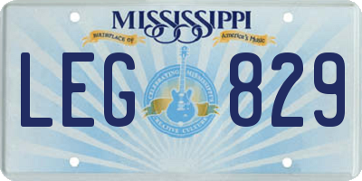 MS license plate LEG829
