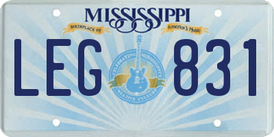 MS license plate LEG831