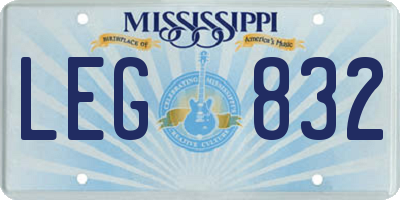 MS license plate LEG832