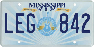 MS license plate LEG842