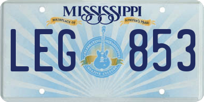 MS license plate LEG853