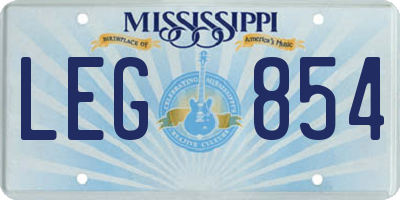 MS license plate LEG854