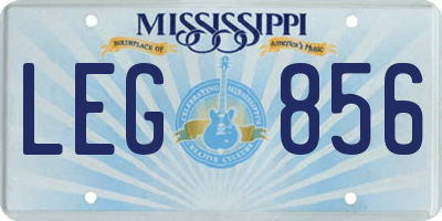 MS license plate LEG856