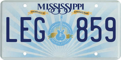 MS license plate LEG859